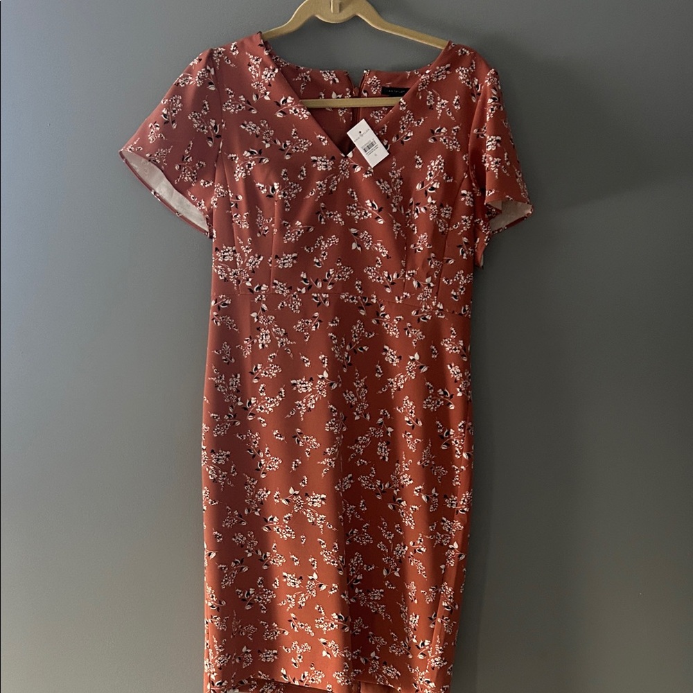 NWT Ann Taylor  Rust Floral Midi Dress